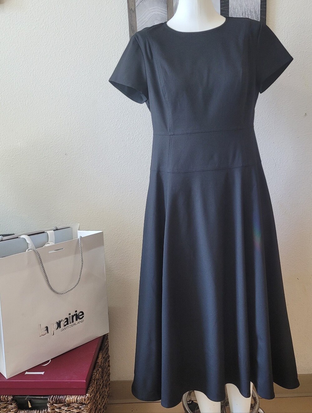 Banana Republic Black Midi Fit-and-Flare Dress